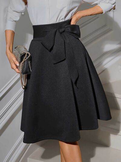 Tied Knee Length Skirt Black for a perfect OOTD – dress to impress outfits from Amexza