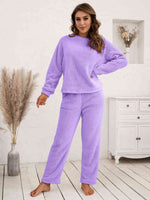 Ivy Lane Teddy Long Sleeve Top and Pants Lounge Set for a perfect OOTD – dress to impress outfits from Amexza