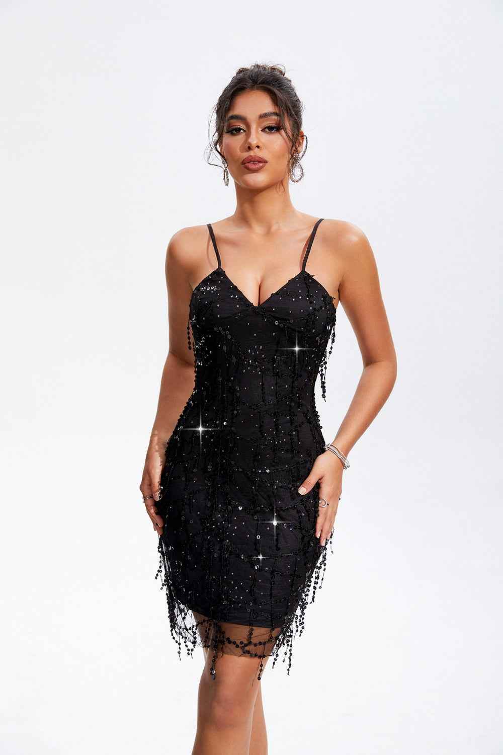 Sequin V-Neck Wrap Cami Dress for a perfect OOTD – dress to impress outfits from Amexza