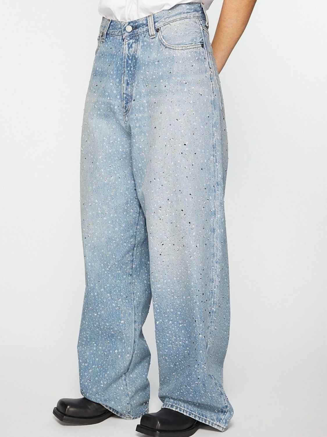 Men's Washed Rhinestone Print Jeans for a perfect OOTD – dress to impress outfits from Amexza