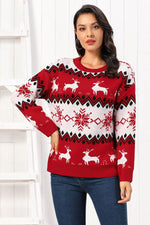 Reindeer Round Neck Sweater for a perfect OOTD – dress to impress outfits from Amexza