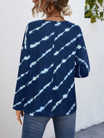 Striped Round Neck Long Sleeve T-Shirt - Amexza