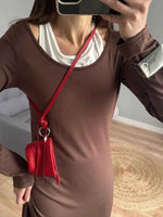 Contrast Long Sleeve Maxi Dress