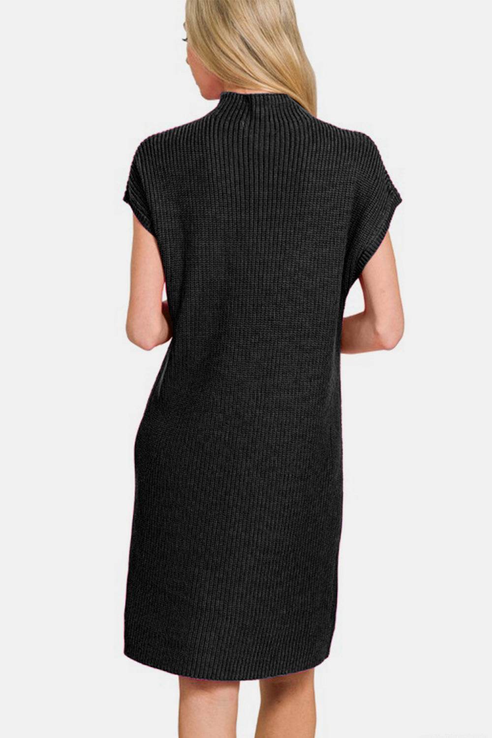 Zenana Mock Neck Short Sleeve Sweater Dress for a perfect OOTD – dress to impress outfits from Amexza