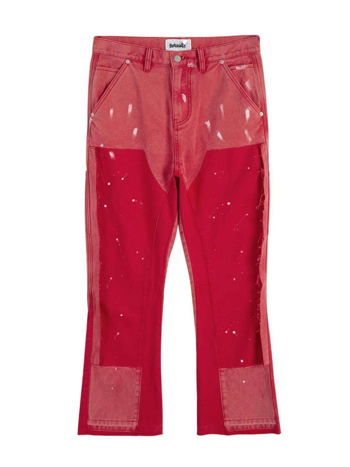 Men's Contrast Washed Bootcut Jeans Deep Red for a perfect OOTD – dress to impress outfits from Amexza