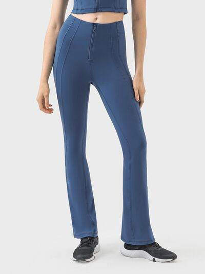 Millennia Zipper Detail High Waist Active Pants - Amexza