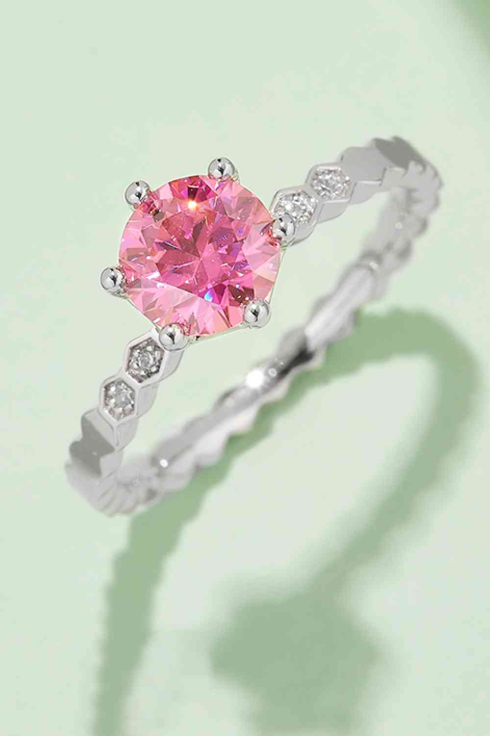 1 Carat Moissanite 6-Prong 925 Sterling Silver Ring Hot Pink for a perfect OOTD – dress to impress outfits from Amexza