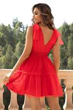 V-Neck Shoulder Detail Mesh Dress for a perfect OOTD – dress to impress outfits from Amexza