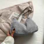 Faux Fur Removable Strap Shoulder Bag Gray One Size for a perfect OOTD – dress to impress outfits from Amexza