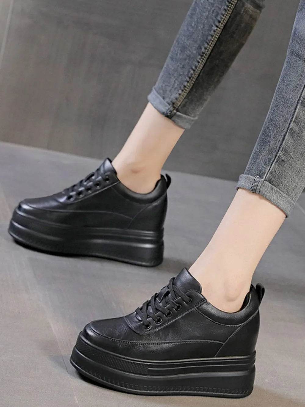 Lace Up Round Toe Platform Sneakers for a perfect OOTD – dress to impress outfits from Amexza