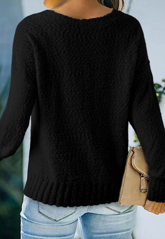 V-Neck Dropped Shoulder Sweater for a perfect OOTD – dress to impress outfits from Amexza