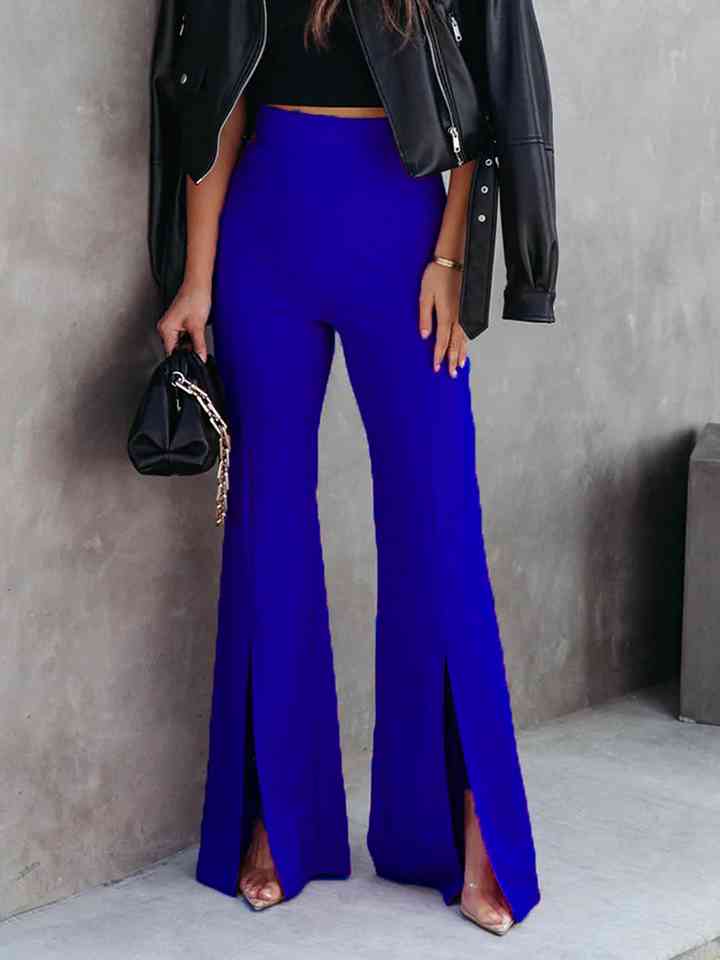 Front Slit Flare Leg Pants Royal Blue for a perfect OOTD – dress to impress outfits from Amexza