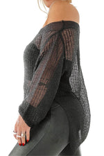 Side Slit Long Sleeve Knit Cover Up for a perfect OOTD – dress to impress outfits from Amexza