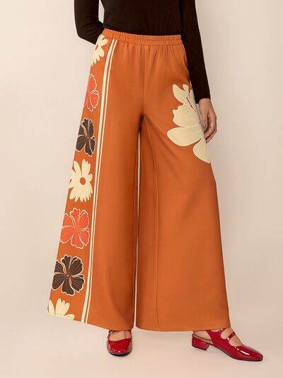 Printed Elastic Waist Wide Leg Pants for a perfect OOTD – dress to impress outfits from Amexza