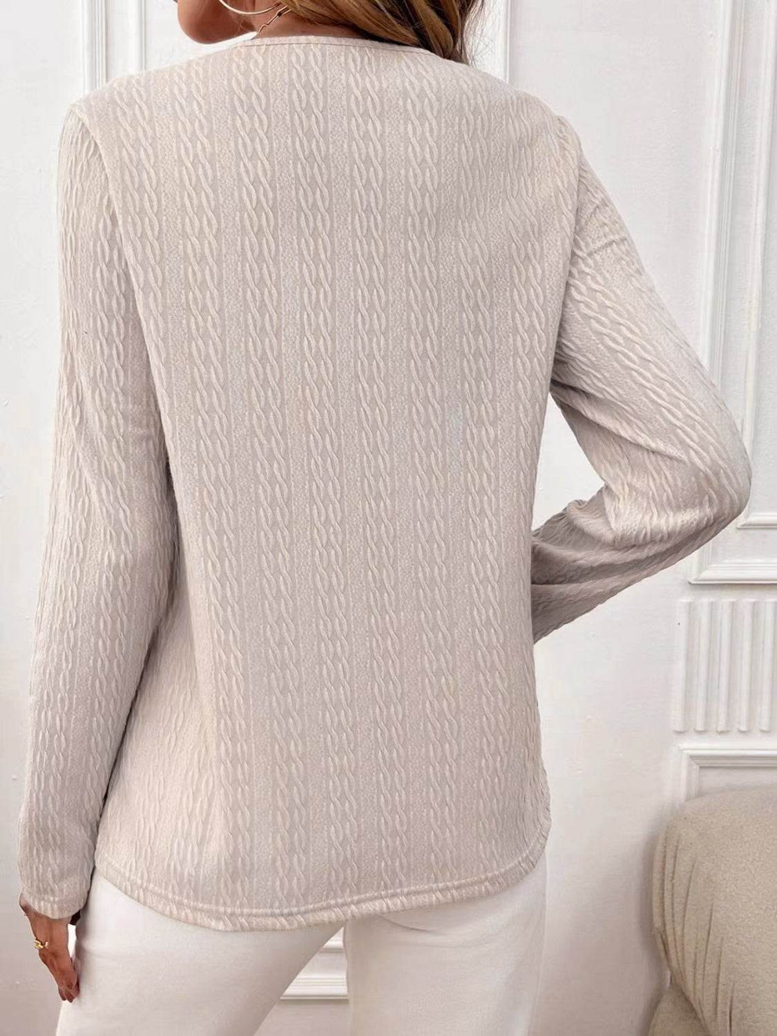 Lace Detail V-Neck Long Sleeve T-Shirt for a perfect OOTD – dress to impress outfits from Amexza