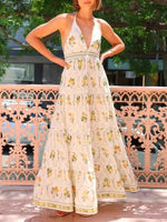 Printed Halter Neck Maxi Cami Dress