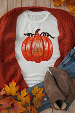 Full Size Sequin Pumpkin Round Neck Short Sleeve T-Shirt - Amexza