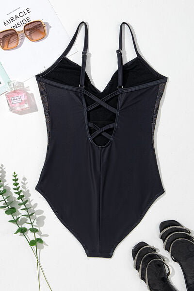 Embroidered V-Neck One-Piece Swimwear for a perfect OOTD – dress to impress outfits from Amexza