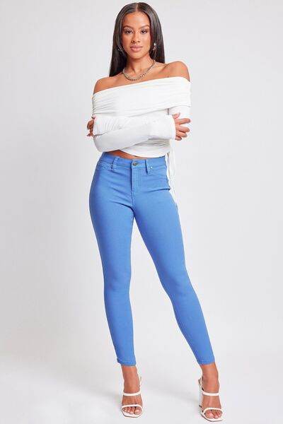 YMI Jeanswear Full Size Hyperstretch Mid-Rise Skinny Pants Blue for a perfect OOTD – dress to impress outfits from Amexza