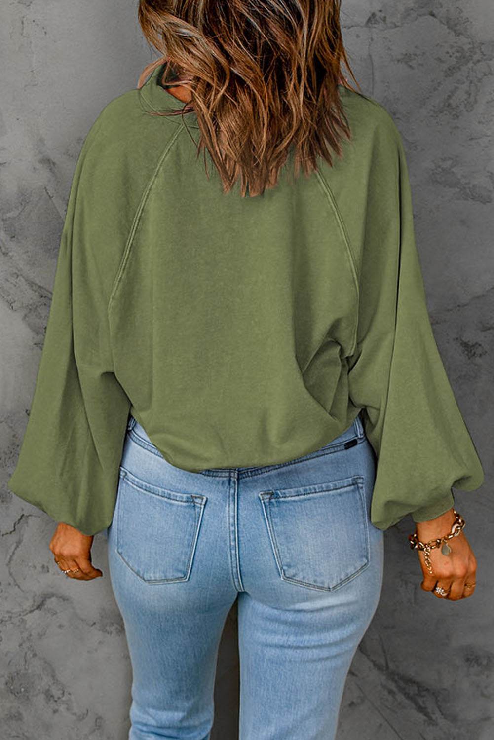 Half Snap Long Sleeve Sweatshirt - Amexza