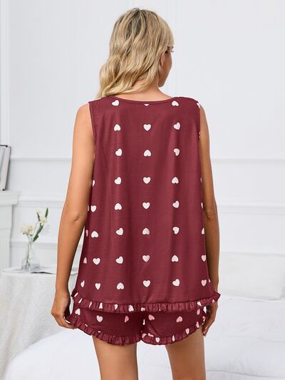 Heart Scoop Neck Tank and Shorts Lounge Set for a perfect OOTD – dress to impress outfits from Amexza