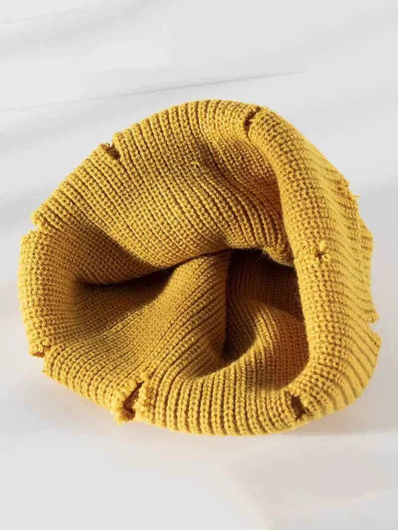 Distressed Cuffed Knit Hat for a perfect OOTD – dress to impress outfits from Amexza