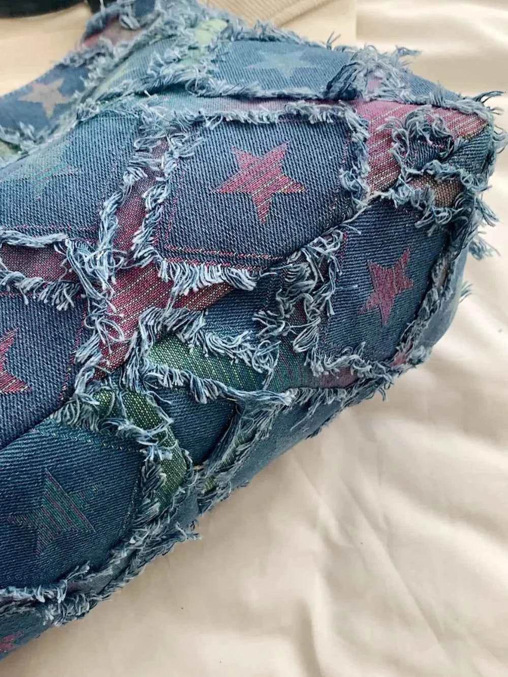 Raw Hem Denim Shoulder Bag for a perfect OOTD – dress to impress outfits from Amexza