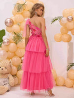 Embroidered Layered Single Shoulder Midi Dress for a perfect OOTD – dress to impress outfits from Amexza