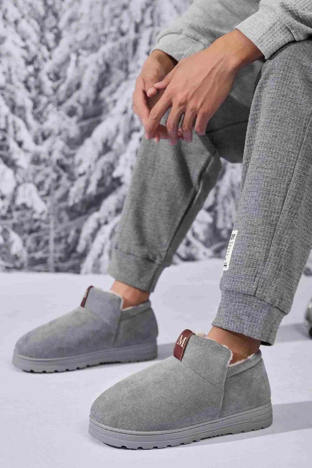Letter M Suede Round Toe Slippers Gray for a perfect OOTD – dress to impress outfits from Amexza