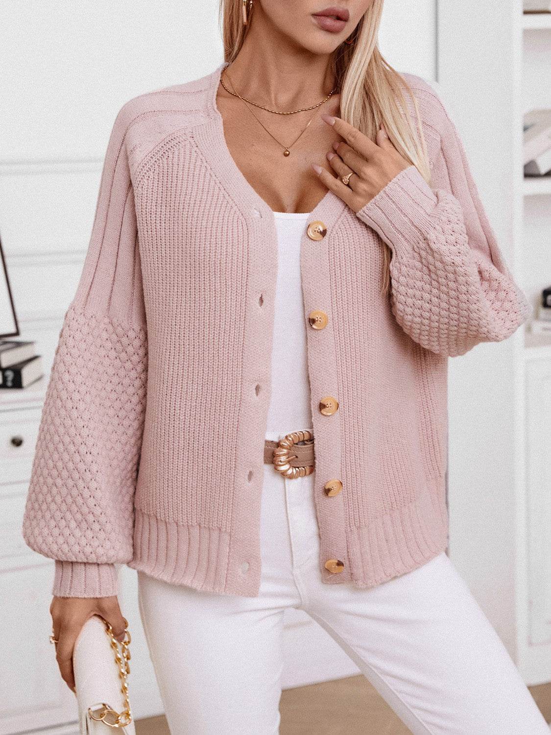 V-Neck Button Up Raglan Sleeve Cardigan for a perfect OOTD – dress to impress outfits from Amexza