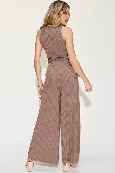 Basic Bae Full Size Ribbed Tank and Wide Leg Pants Set for a perfect OOTD – dress to impress outfits from Amexza