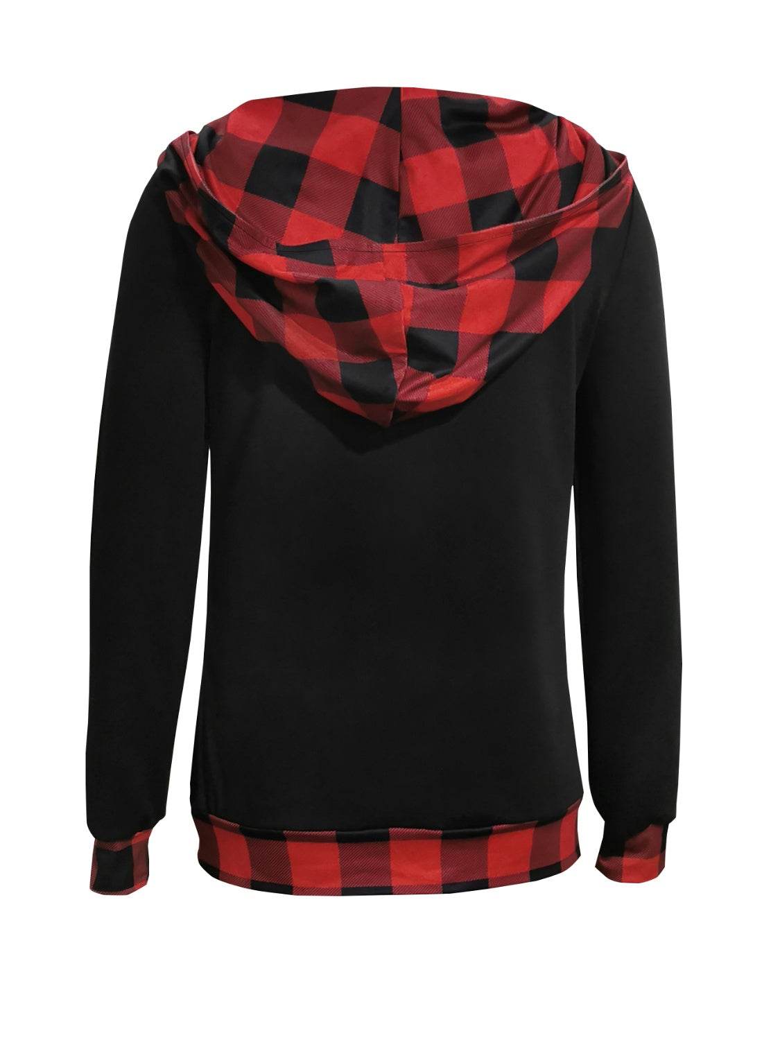 Plaid Long Sleeve Hooded Blouse for a perfect OOTD – dress to impress outfits from Amexza