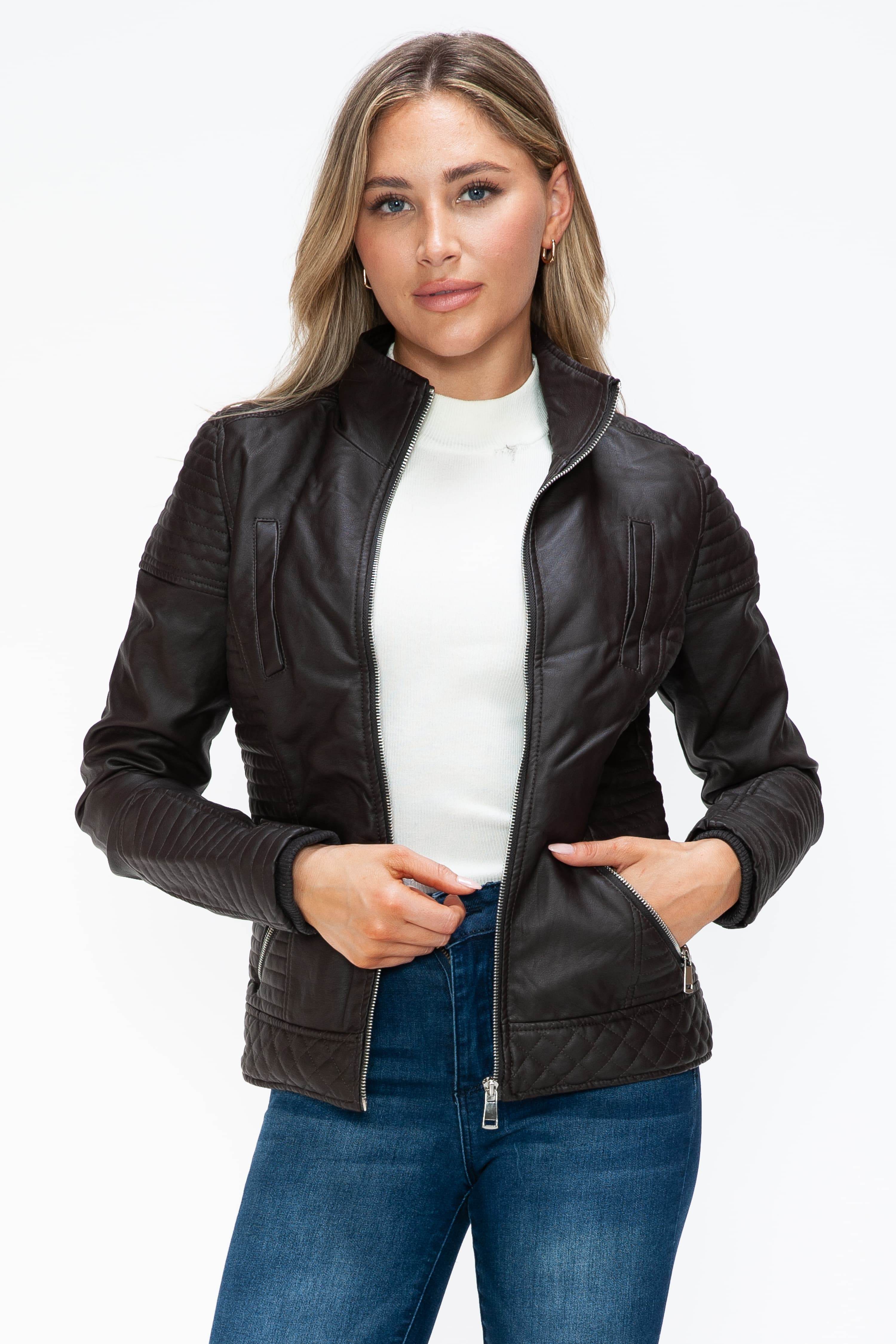 YMI Faux Layered Double-Zipper Jacket with Fuzzy Hood for a perfect OOTD – dress to impress outfits from Amexza