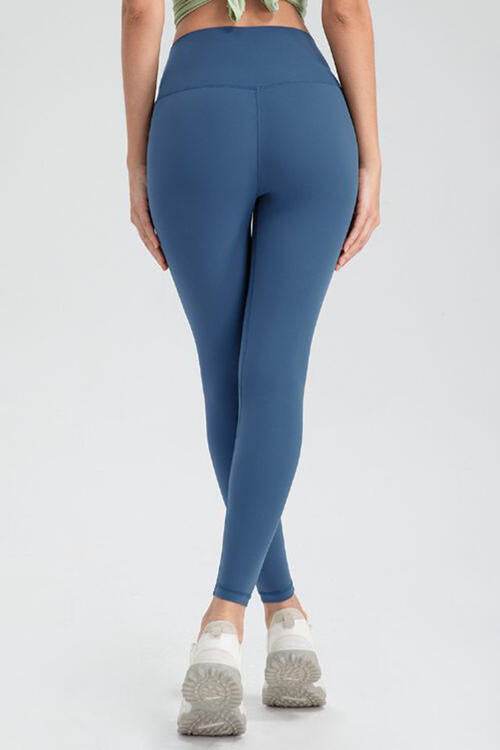 Wide Waistband Slim Fit Active Leggings - Amexza