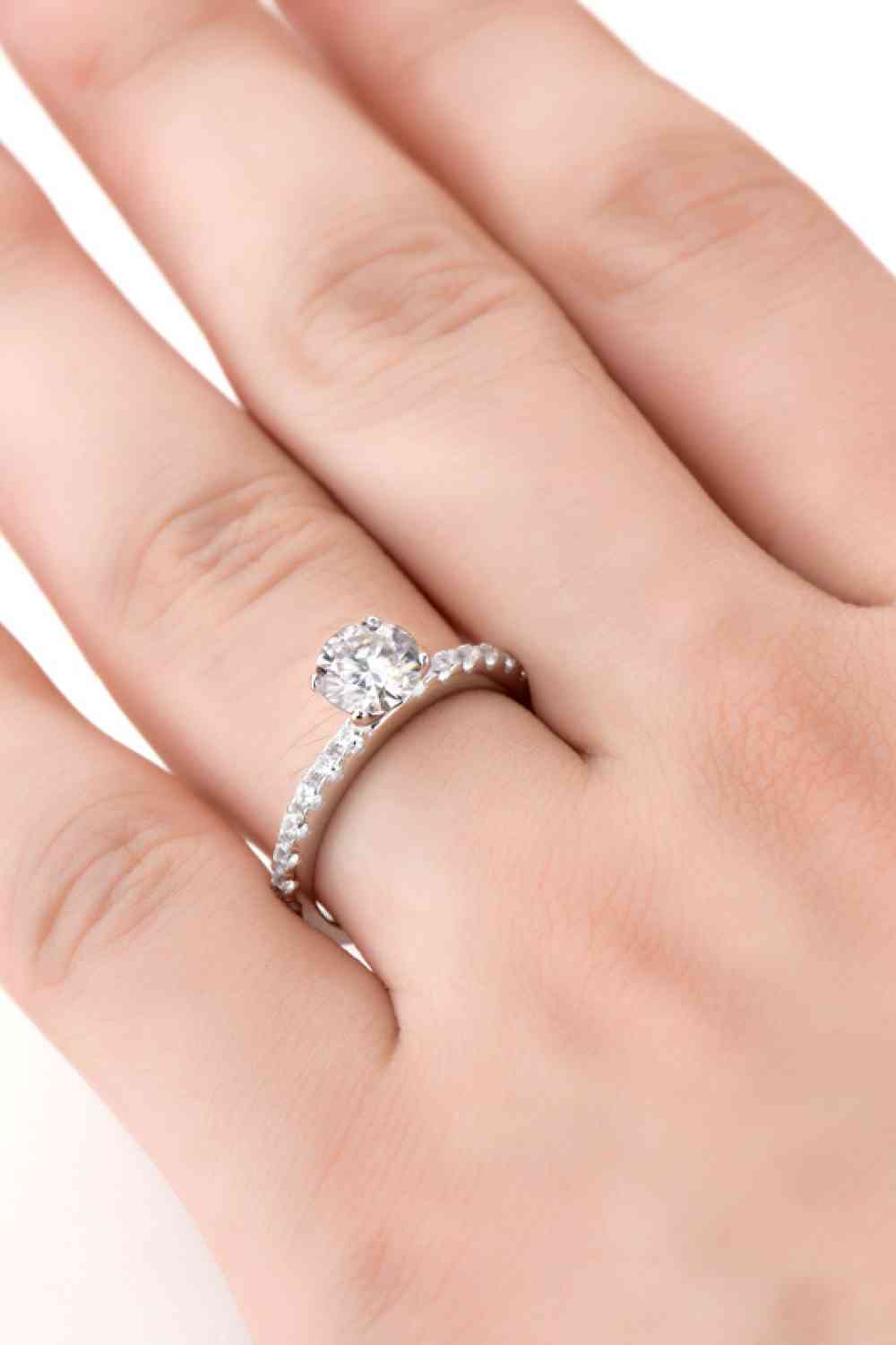 Moissanite Platinum-Plated Side Stone Ring for a perfect OOTD – dress to impress outfits from Amexza