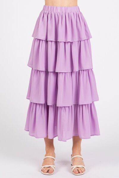 Mittoshop Chiffon Ruffle Layer Elastic Waist Midi Skirt for a perfect OOTD – dress to impress outfits from Amexza