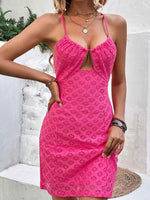 Perfee Openwork Spaghetti Strap Mini Dress - Amexza