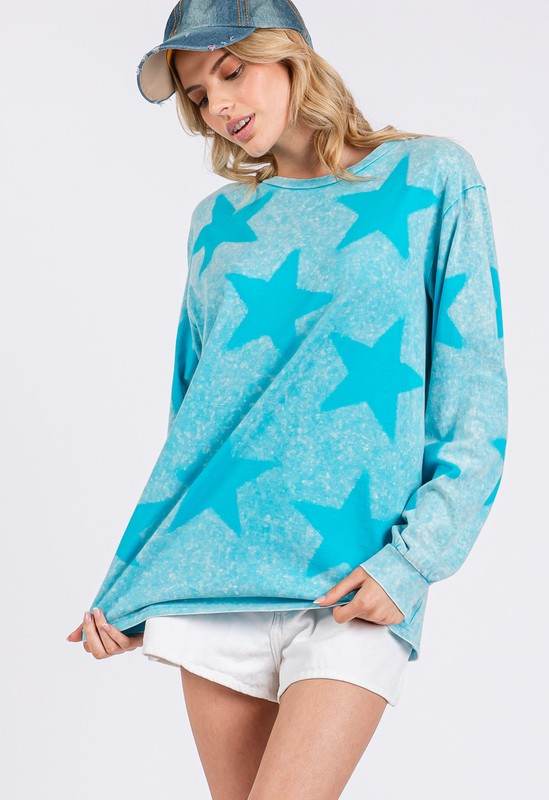 SAGE + FIG Mineral Wash Star Pattern T-Shirt for a perfect OOTD – dress to impress outfits from Amexza