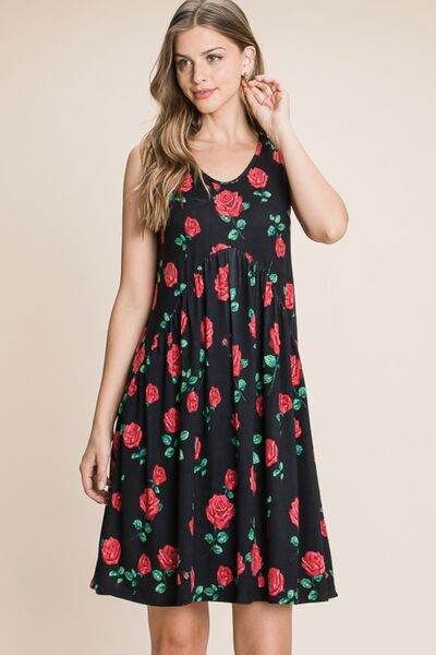 BOMBOM Floral Ruched Tank Dress for a perfect OOTD – dress to impress outfits from Amexza