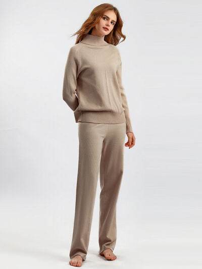 Basic Bae Turtleneck Raglan Sleeve Top and Pants Sweater Set for a perfect OOTD – dress to impress outfits from Amexza