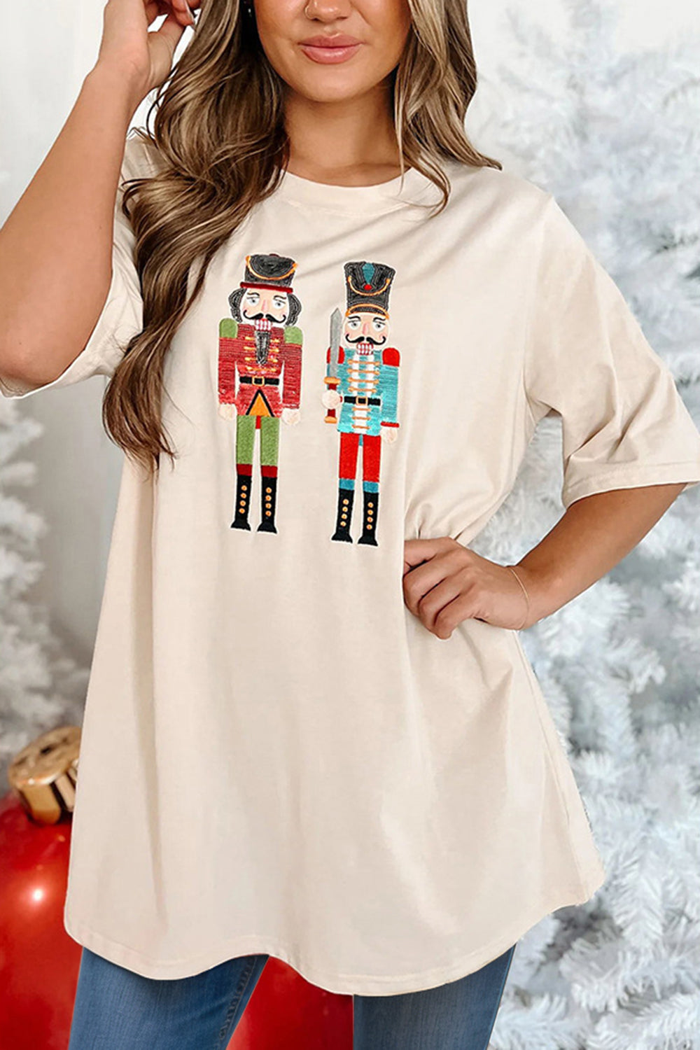 Nutcracker Round Neck Half Sleeve T-Shirt Tan for a perfect OOTD – dress to impress outfits from Amexza