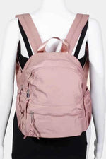 Fame Nylon Multi Pocket Backpack Bag Dusty Pink One Size for a perfect OOTD – dress to impress outfits from Amexza