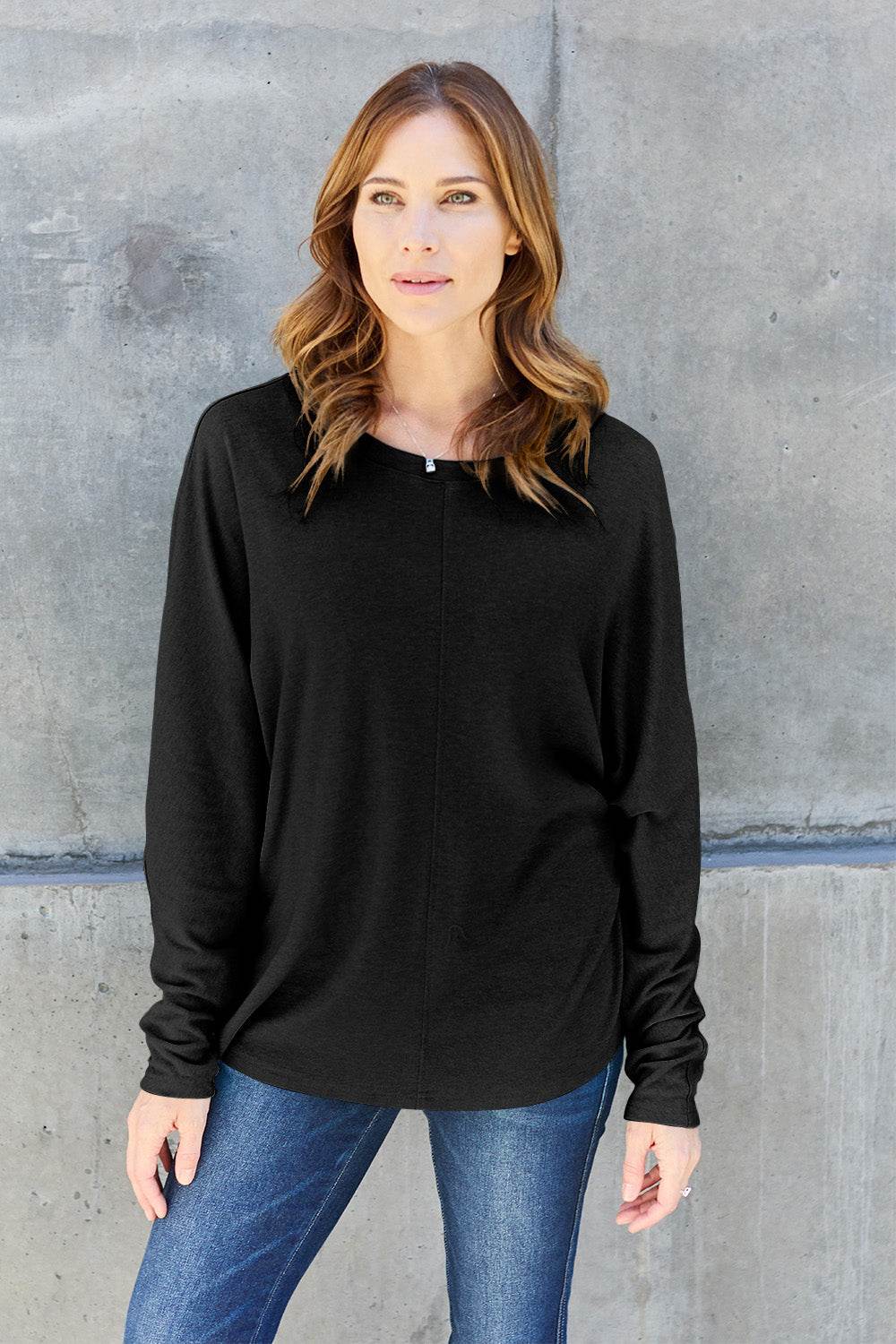 Double Take Full Size Round Neck Long Sleeve T-Shirt for a perfect OOTD – dress to impress outfits from Amexza