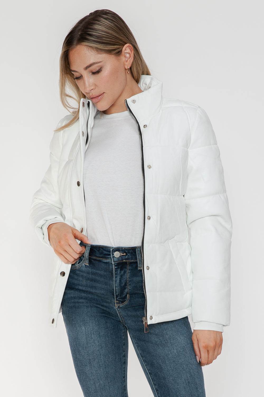 YMI Pocketed Zip Up Turtleneck Puffer Jacket for a perfect OOTD – dress to impress outfits from Amexza