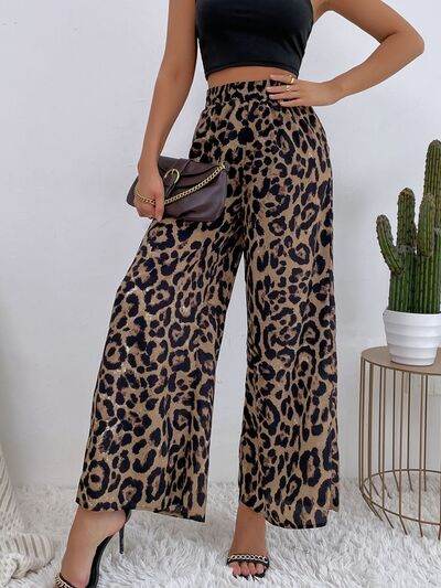 Printed Elastic Waist Wide Leg Pants for a perfect OOTD – dress to impress outfits from Amexza