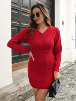 Rib-Knit V-Neck Sweater Dress for a perfect OOTD – dress to impress outfits from Amexza
