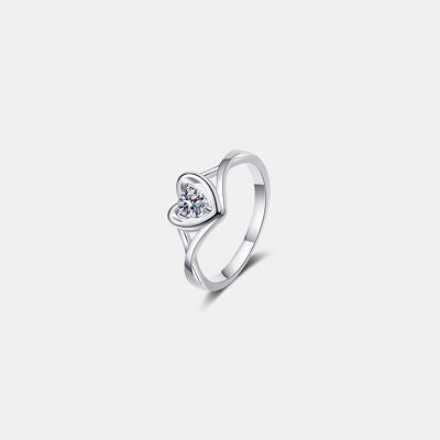 Moissanite Heart 925 Sterling Silver Ring Silver for a perfect OOTD – dress to impress outfits from Amexza