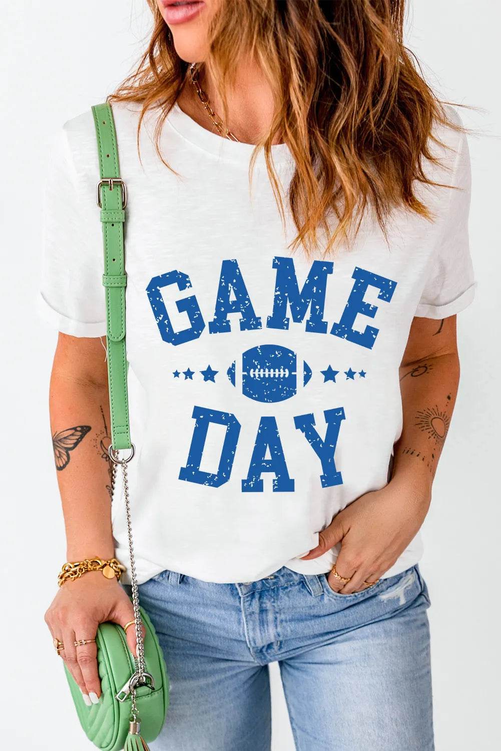 GAME DAY Round Neck Short Sleeve T-Shirt for a perfect OOTD – dress to impress outfits from Amexza