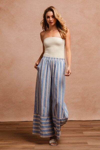 BiBi Striped Wide Leg Pants with Pockets for a perfect OOTD – dress to impress outfits from Amexza