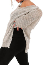 Side Slit Long Sleeve Knit Cover Up for a perfect OOTD – dress to impress outfits from Amexza